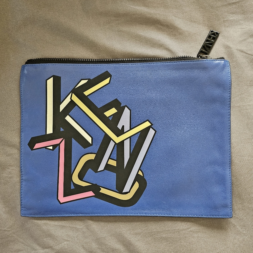 Blue Geometric Patterned Men's Clutch